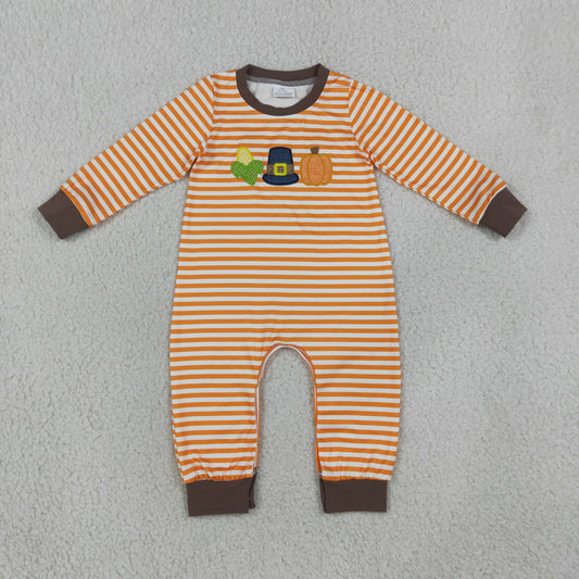 LR3037 embroidery pumpkin Halloween boy romper 202608 RTS