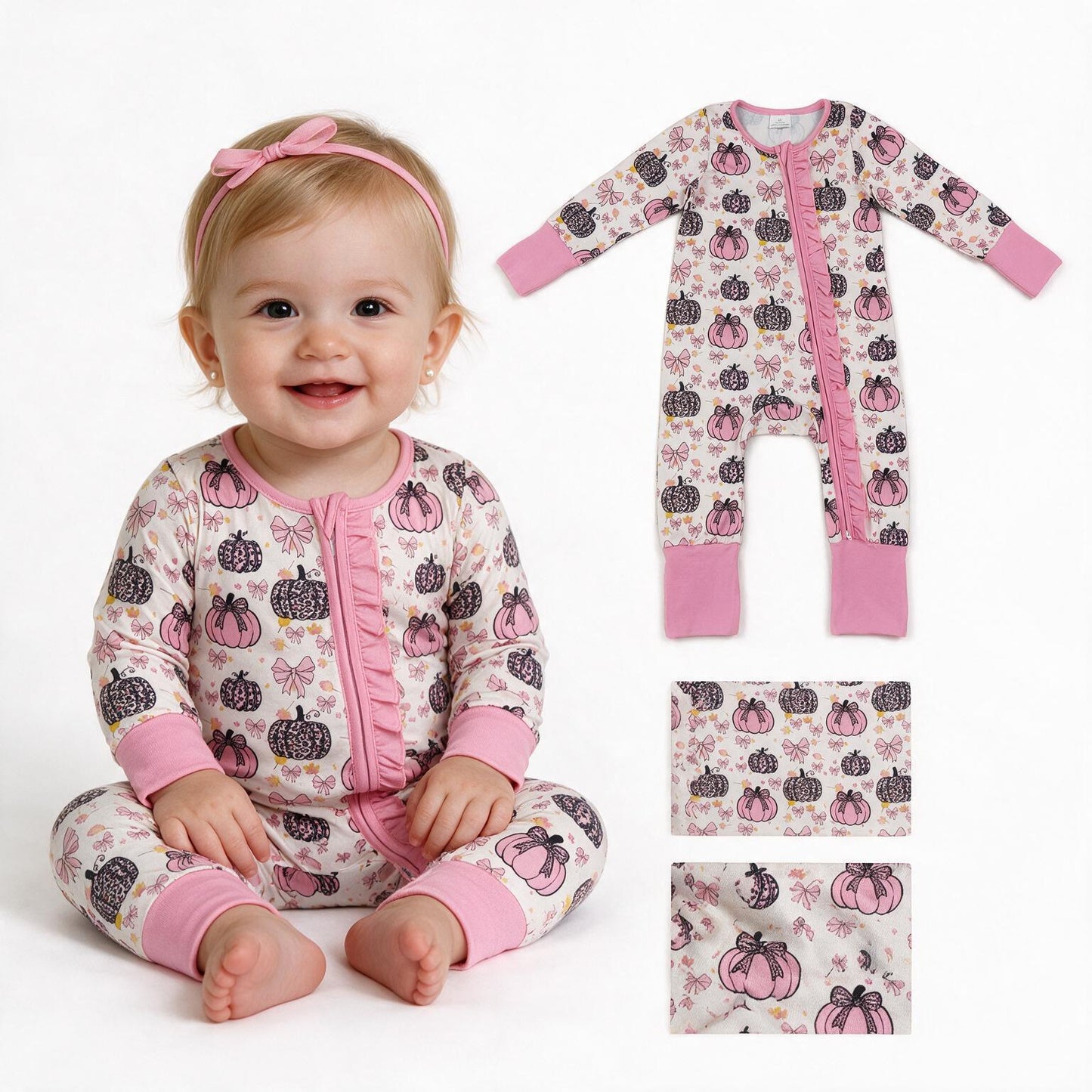 LR3061 pumpkin pink girl romper 202508 RTS