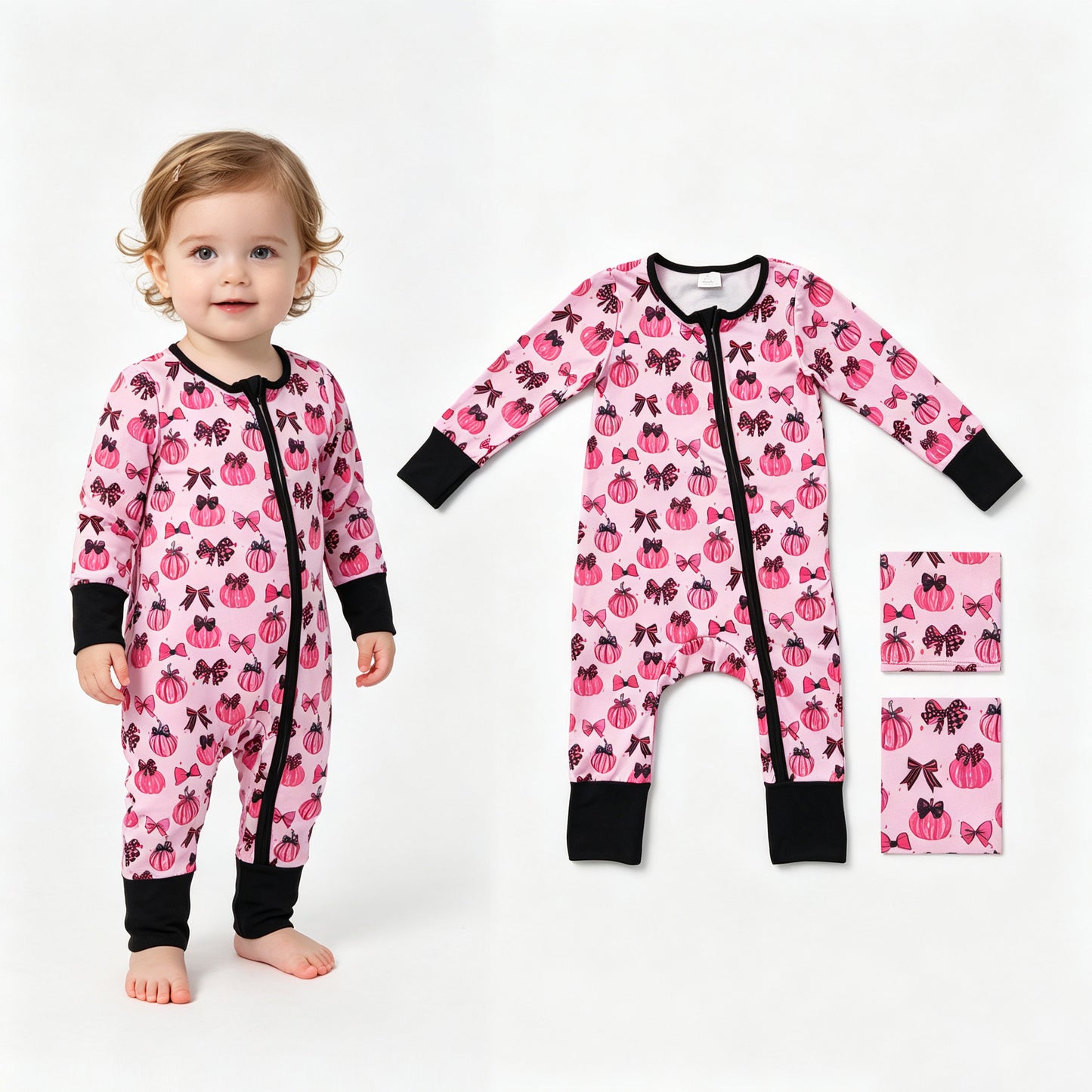 LR3069  Halloween pumpkin girl summer romper 202508 RTS