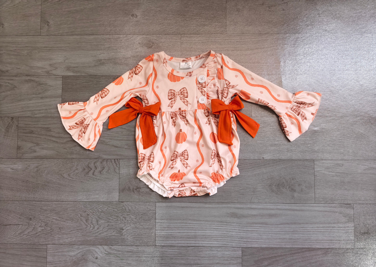 LR3083 Halloween pumpkin bow orange  girl romper 202607 preorder
