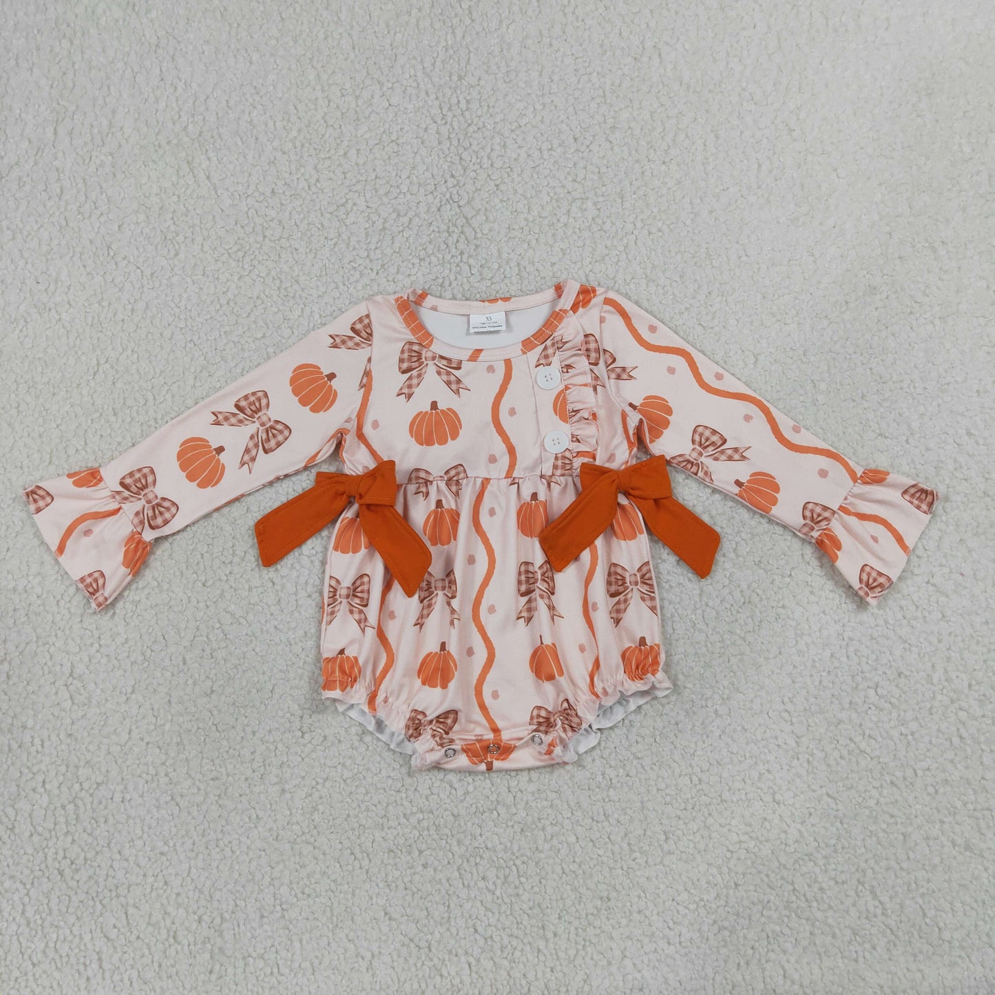LR3083 Halloween pumpkin bow orange  girl romper 202607 RTS