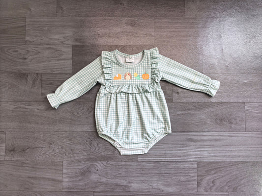 LR3104 Thanksgiving Turkey pumpkin girl  romper 202607 preorder