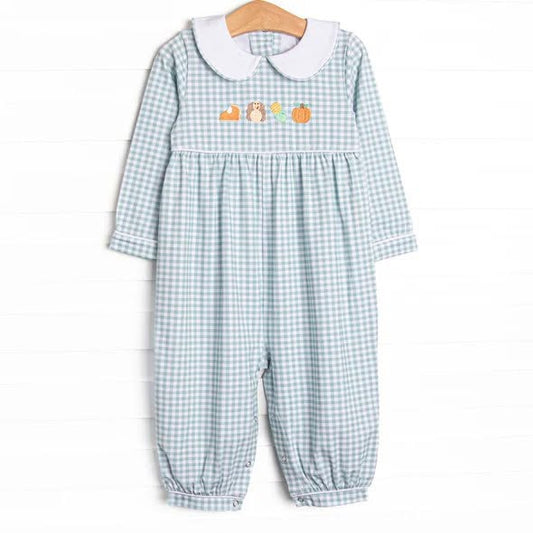 LR3105 Thanksgiving Turkey pumpkin girl  romper 202619 preorder