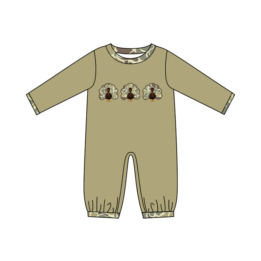 LR3109 Thanksgiving Turkey pumpkin girl  romper 202619 preorder