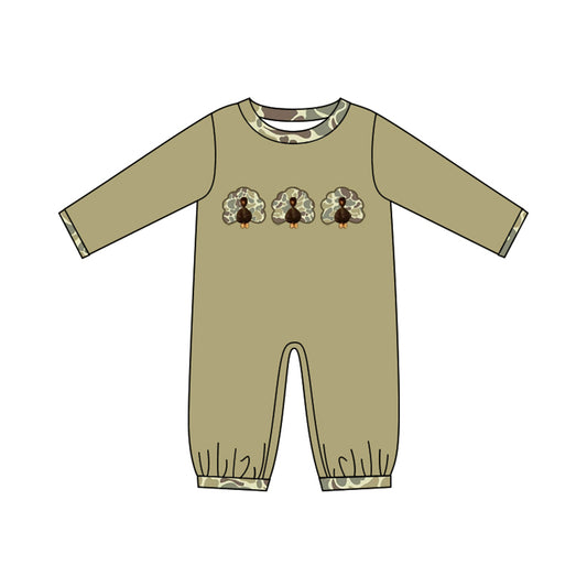 LR3109 Thanksgiving Turkey pumpkin girl  romper 202619 preorder