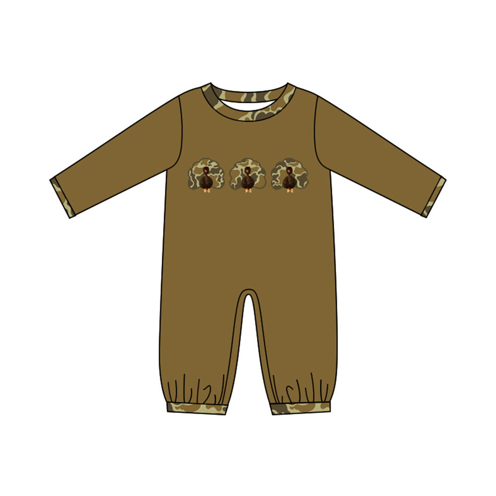LR3110 Thanksgiving Turkey pumpkin girl  romper 202619 preorder
