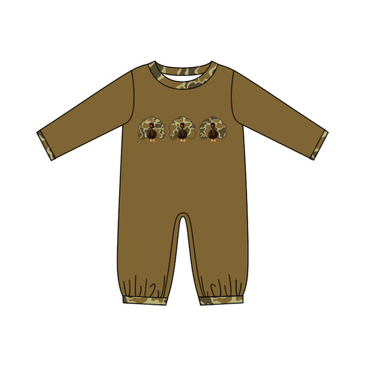 LR3110 Thanksgiving Turkey pumpkin girl  romper 202619 preorder