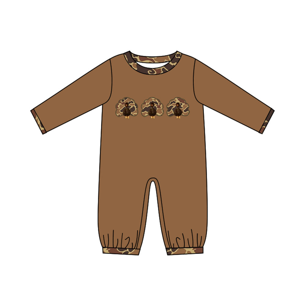 LR3111 Thanksgiving Turkey pumpkin girl  romper 202619 preorder