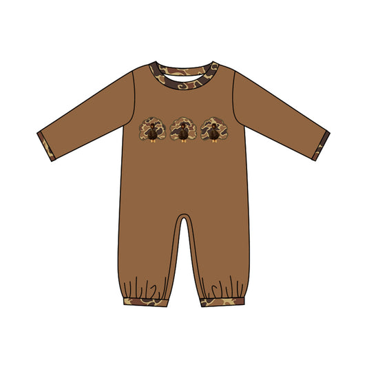 LR3111 Thanksgiving Turkey pumpkin girl  romper 202619 preorder