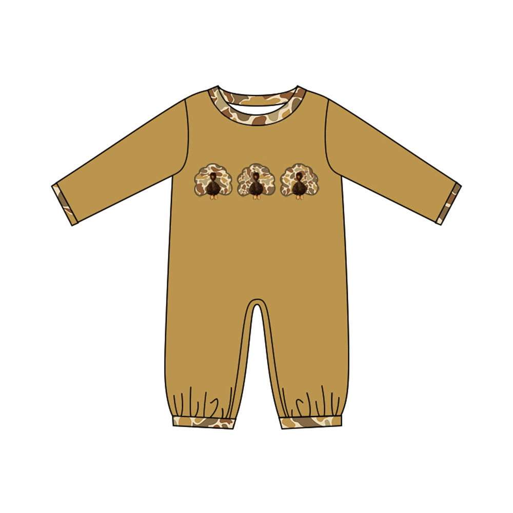 LR3112 Thanksgiving Turkey pumpkin girl  romper 202619 preorder