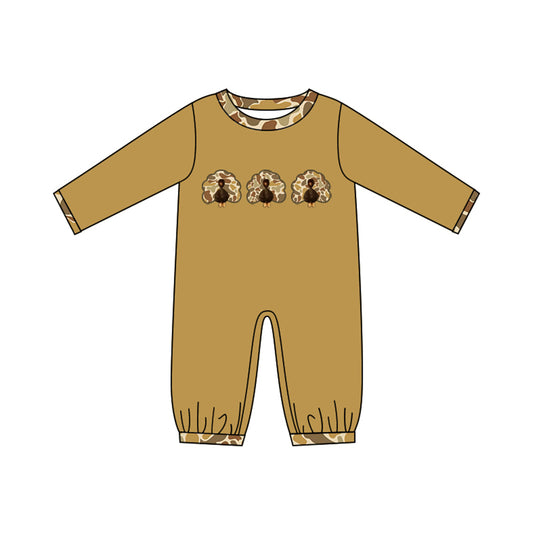 LR3112 Thanksgiving Turkey pumpkin girl  romper 202619 preorder