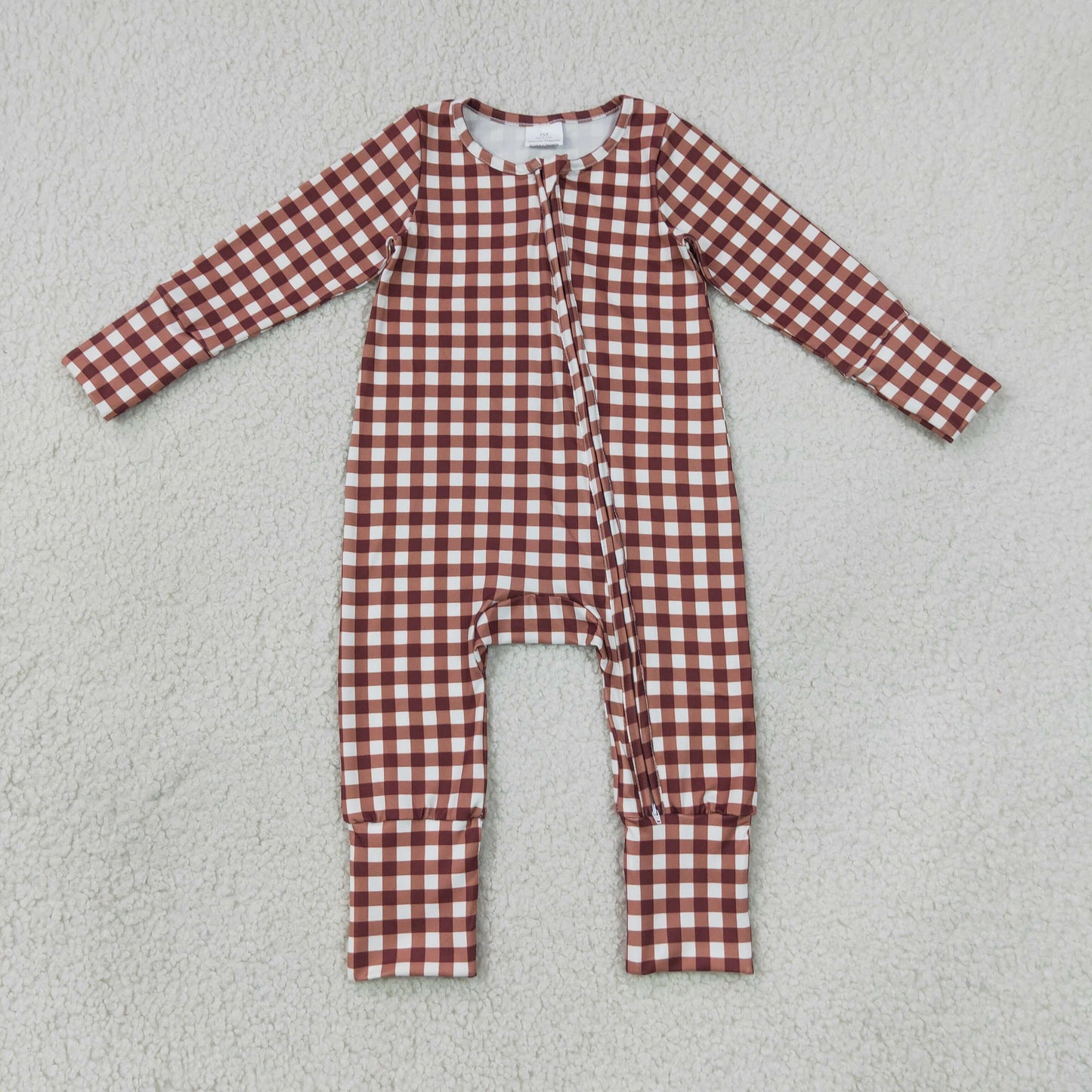 LR3113 red checkerboard boy romper 202607 RTS