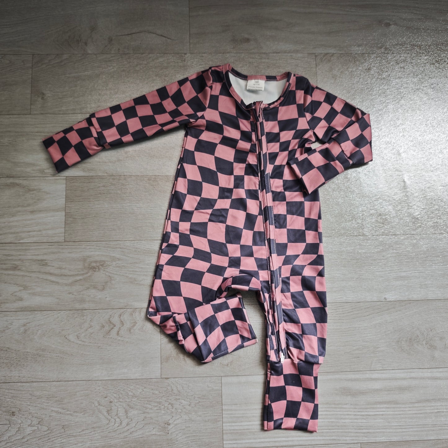LR3115 purple checkerboard boy romper 202607 preorder