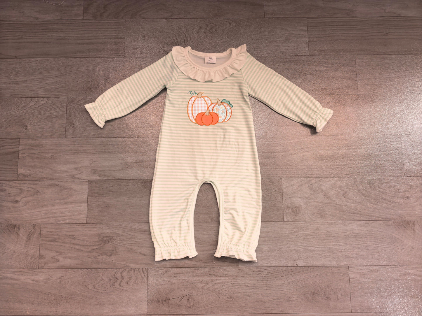 RTS LR3137 Halloween Pumpkin Embroidery Ruffle Collar Baby Long Sleeve Romper 202608