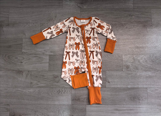 LR3158 fall bow pumpkin  boy romper 202608 preorder