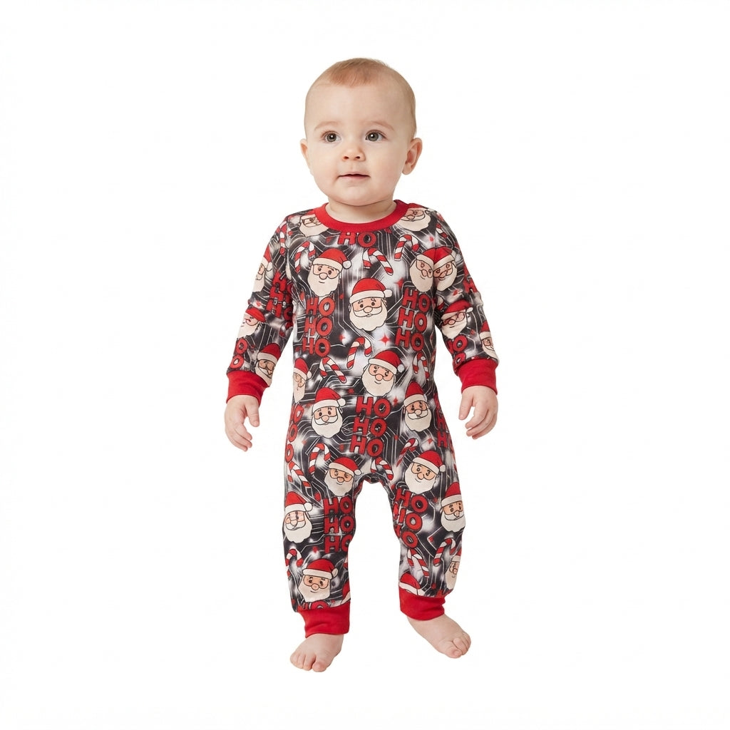 NO MOQ RTS LR3162 (2) Baby Boy Clothes Santa Candy Cane Allover Print Long Sleeve Jumpsuit 202609