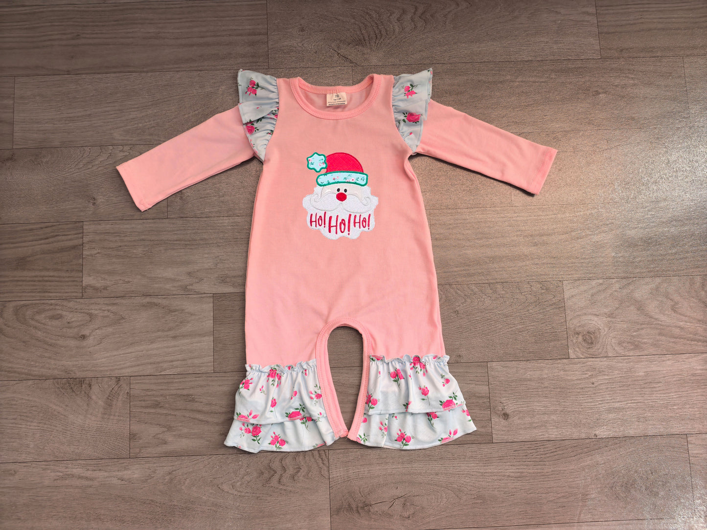 RTS LR3215 Christmas Embroidery Ruffle Shoulder Long Sleeve Baby Ruffle Romper 202608