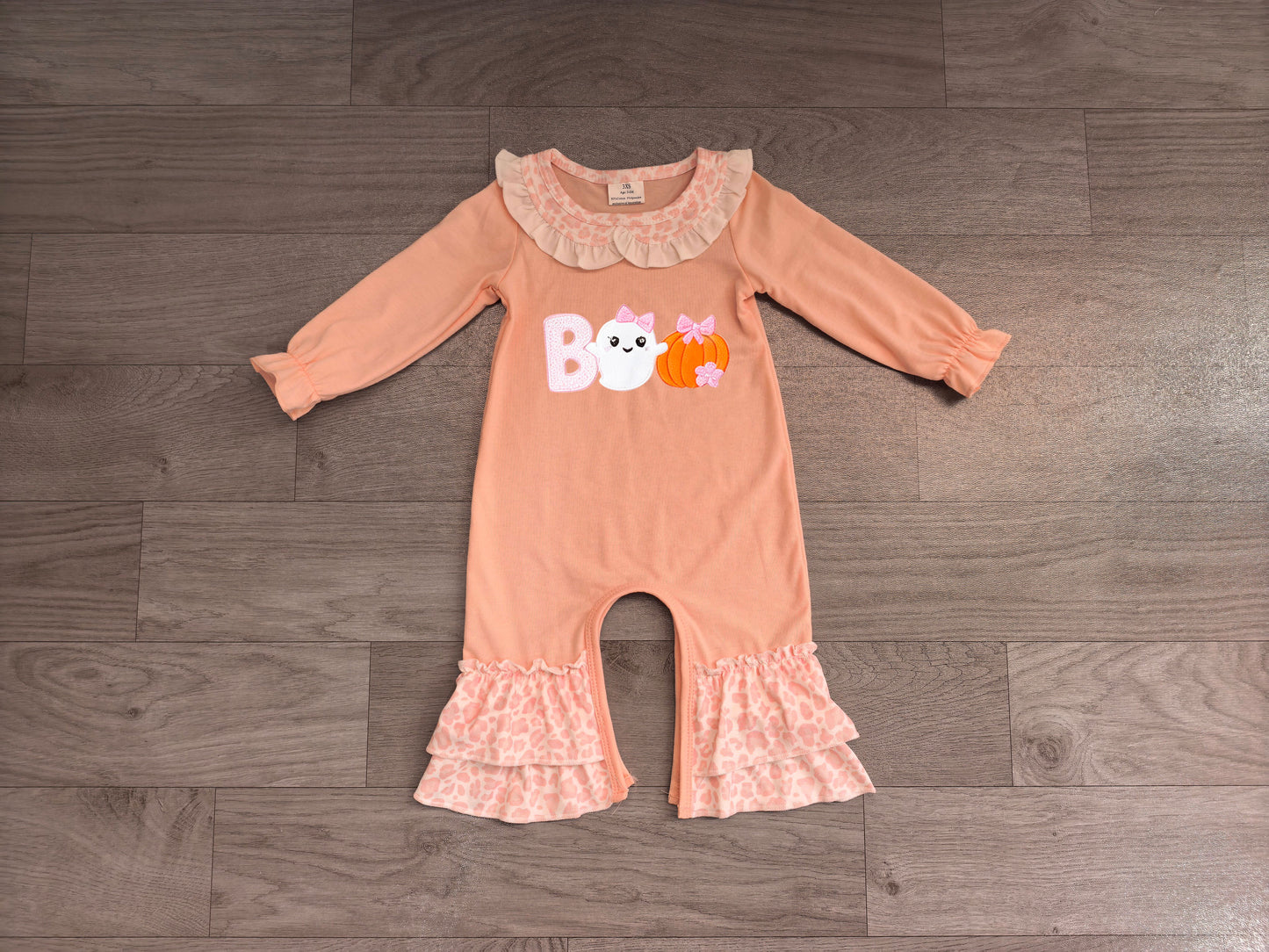 RTS LR3223 Halloween Ghost Embroidery Lace Collar Ruffle Baby Romper