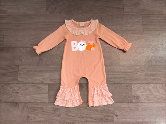 RTS LR3223 Halloween Ghost Embroidery Lace Collar Ruffle Baby Romper