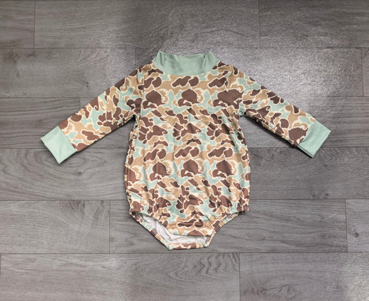 Sample-Real Pics LR3262 Baby Girl Clothes Light Leopard All Over Print Long Sleeve Footed Sleeper Romper