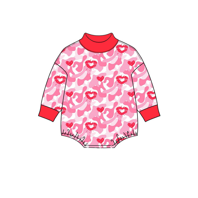 preorder LR3330 PINK LOVE LEOPARD winter girl romper
