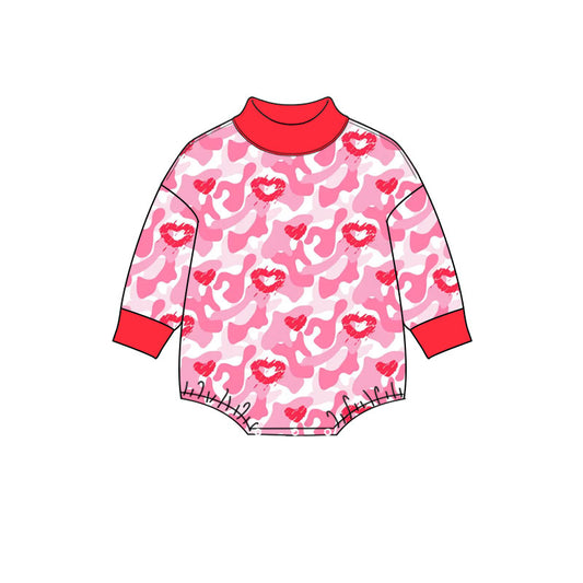 preorder LR3330 PINK LOVE LEOPARD winter girl romper