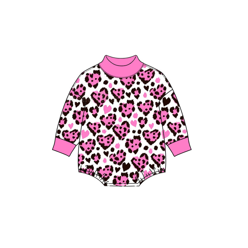 preorder LR3332 love PINK leopard winter girl romper