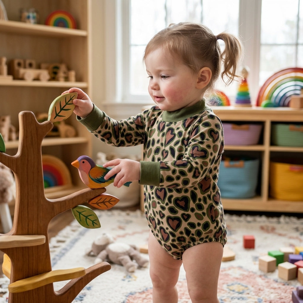 NO MOQ RTS LR3333 Baby Girl Clothes Leopard Heart Mixed Print Long Sleeve Bubble Romper 202610