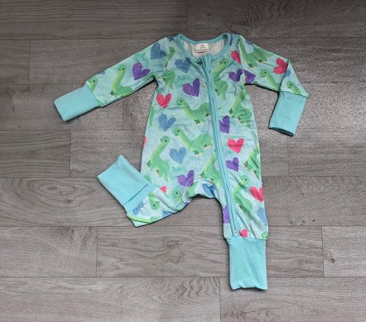 Sample-Real Pics LR3377 Baby Girl Clothes Colorful Butterfly Floral Allover Print Long Sleeve Footed Romper