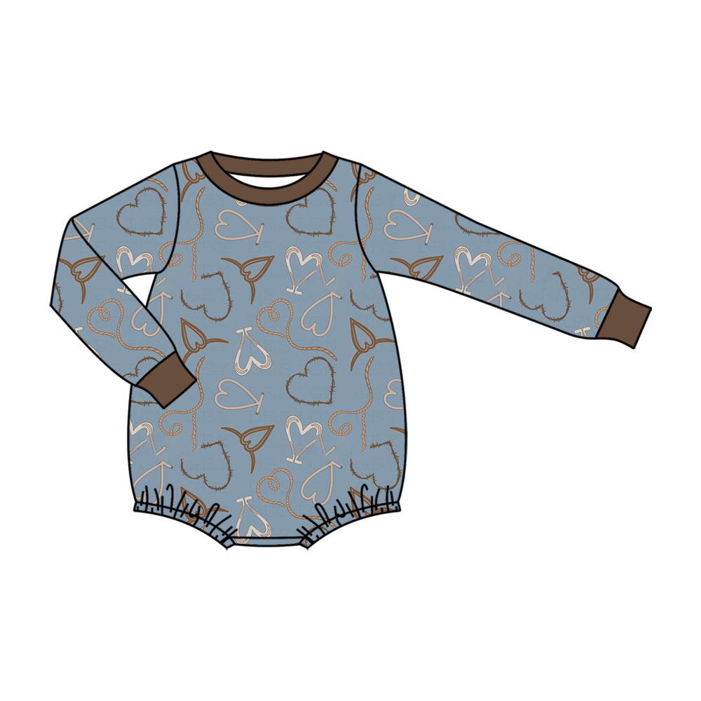 Preorder (moq 5) LR3400 Baby Boy Clothes Blue Camo Deer Mixed Print Long Sleeve Round Neck Romper