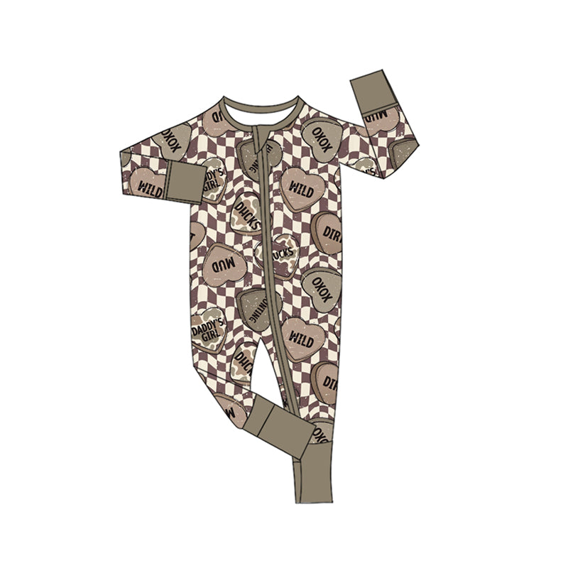 Preorder (moq 5) LR3402 Baby Boy Clothes Camo Deer Mixed Print Long Sleeve Zipper Footed Jumpsuit