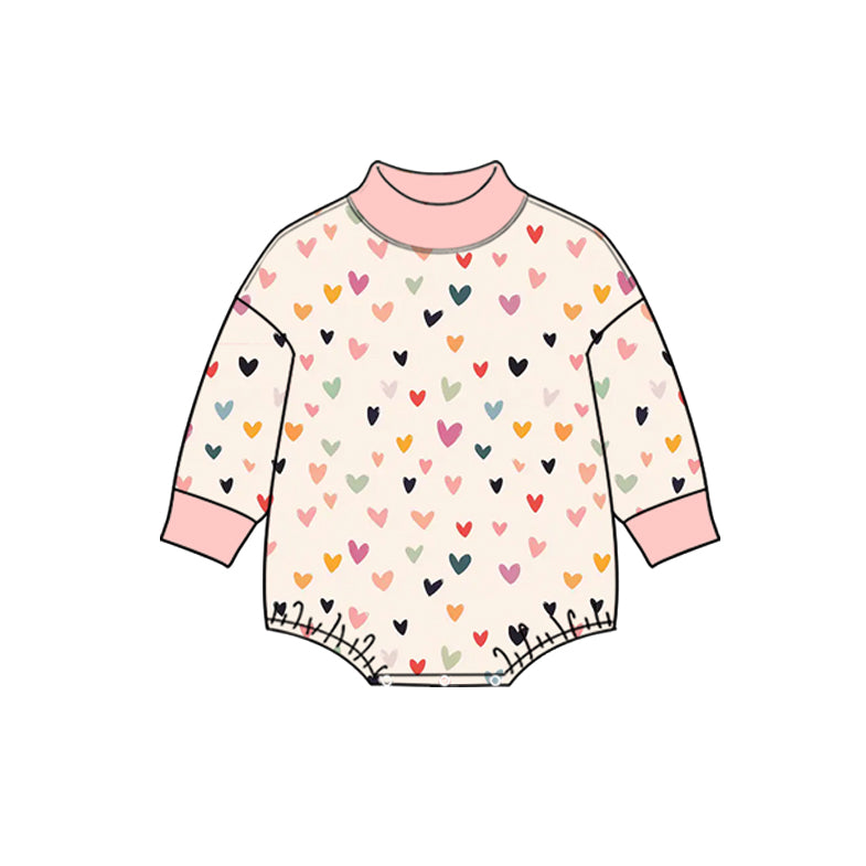 Preorder (moq 5) LR3425 Baby Girl Clothes Tiny Heart Dot Print Long Sleeve Yoga Bodysuit
