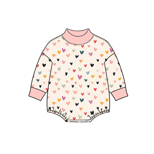 Preorder (moq 5) LR3425 Baby Girl Clothes Tiny Heart Dot Print Long Sleeve Yoga Bodysuit