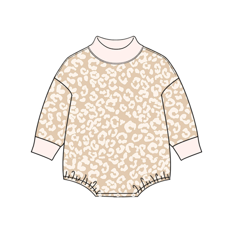 Preorder (moq 5) LR3427 Baby Girl Clothes Neutral Floral Print Long Sleeve Bubble Romper