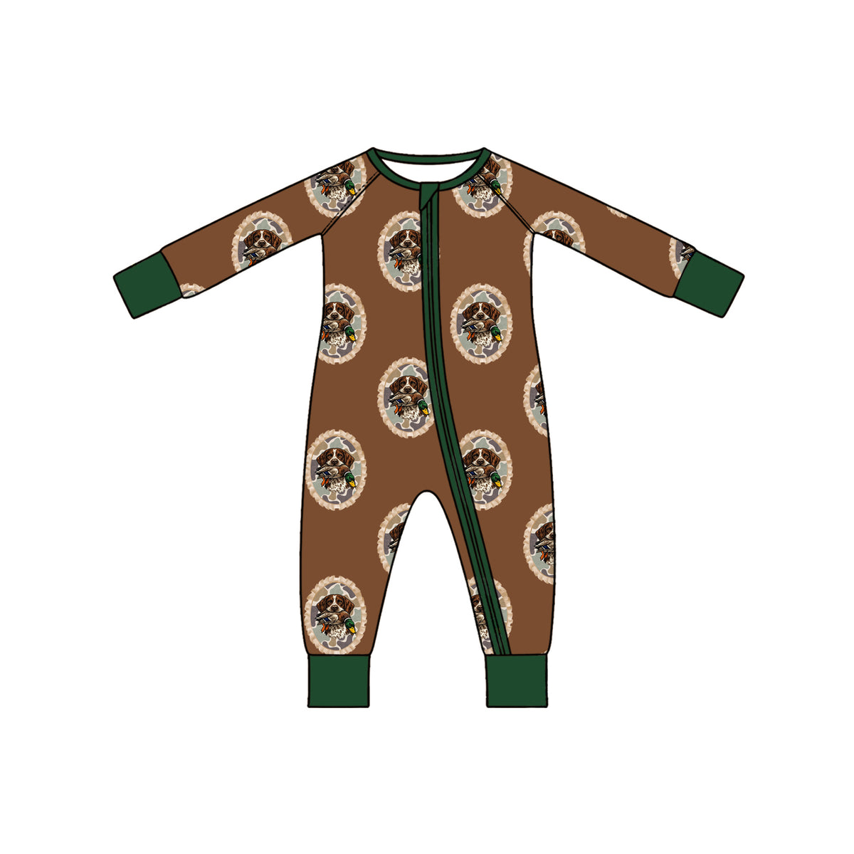 Preorder (moq 5) LR3440 Baby Girl Clothes Deer Circle Print Long Sleeve Zipper Romper