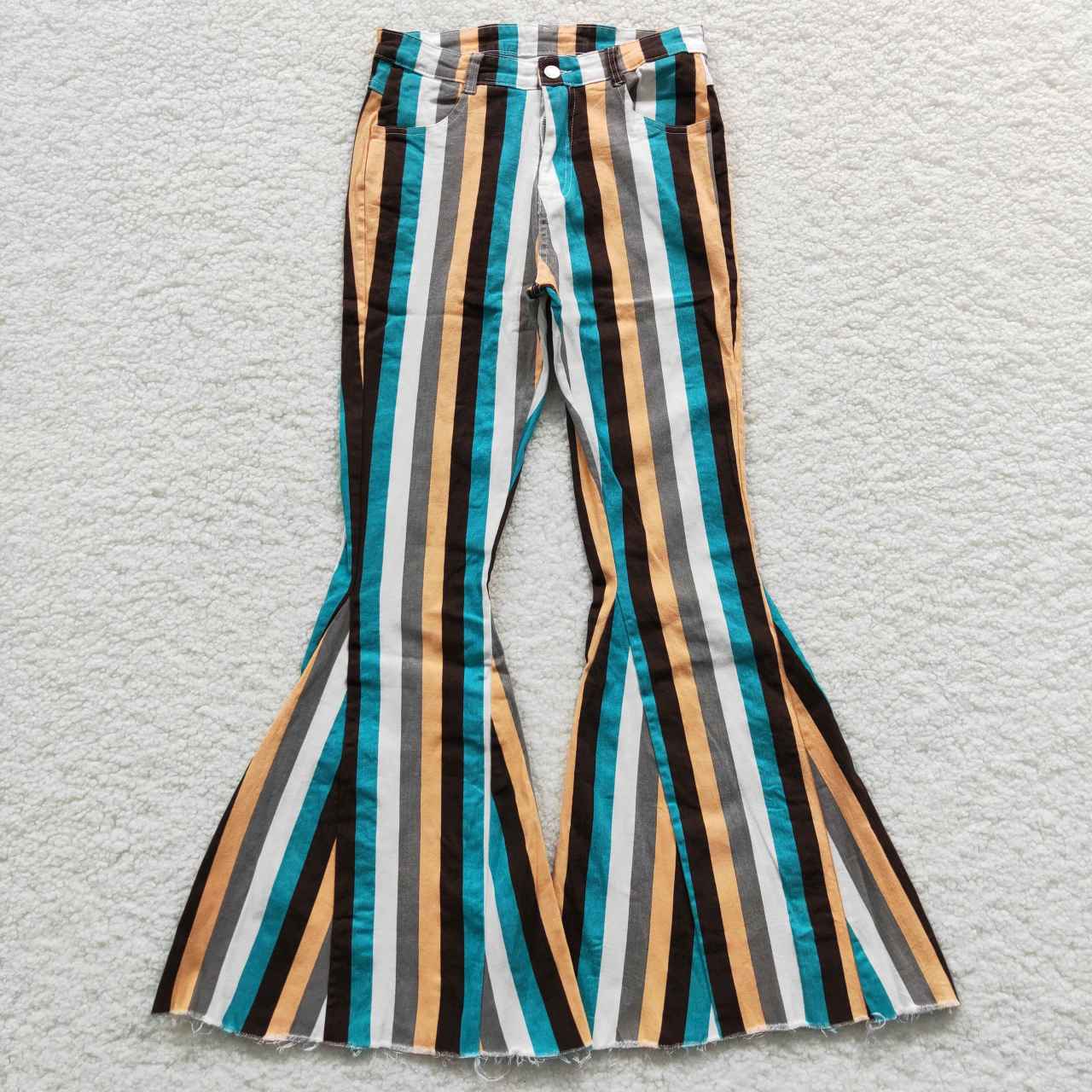 P0009 White blue orange stripe Adult mama clothes denim jeans 20230527 RTS