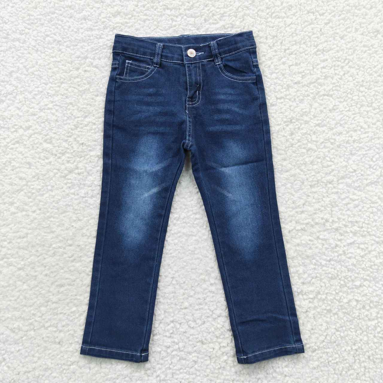 P0085 western blue elastic button bell bottom girl denim pants RTS 20230508 RTS