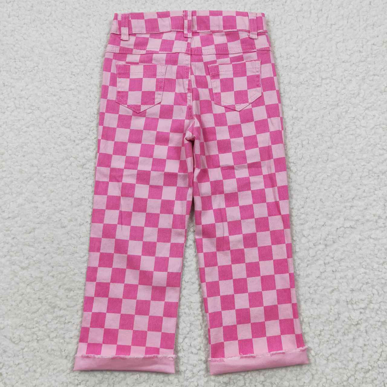 P0096 RTS western boy kids girls checkerboard ripped jeans pants 20230429 RTS