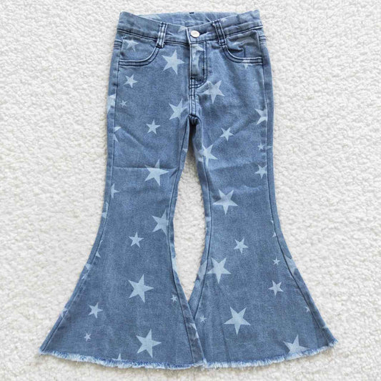 P0108 USA blue star bell kids girl denim jeans 20230515 RTS