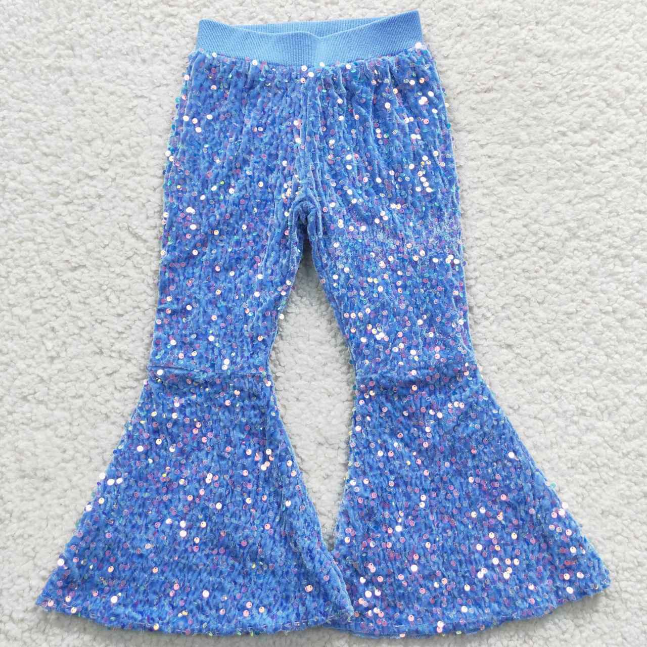 P0111 kids sequin long bell Blue purple pants 20230701 RTS