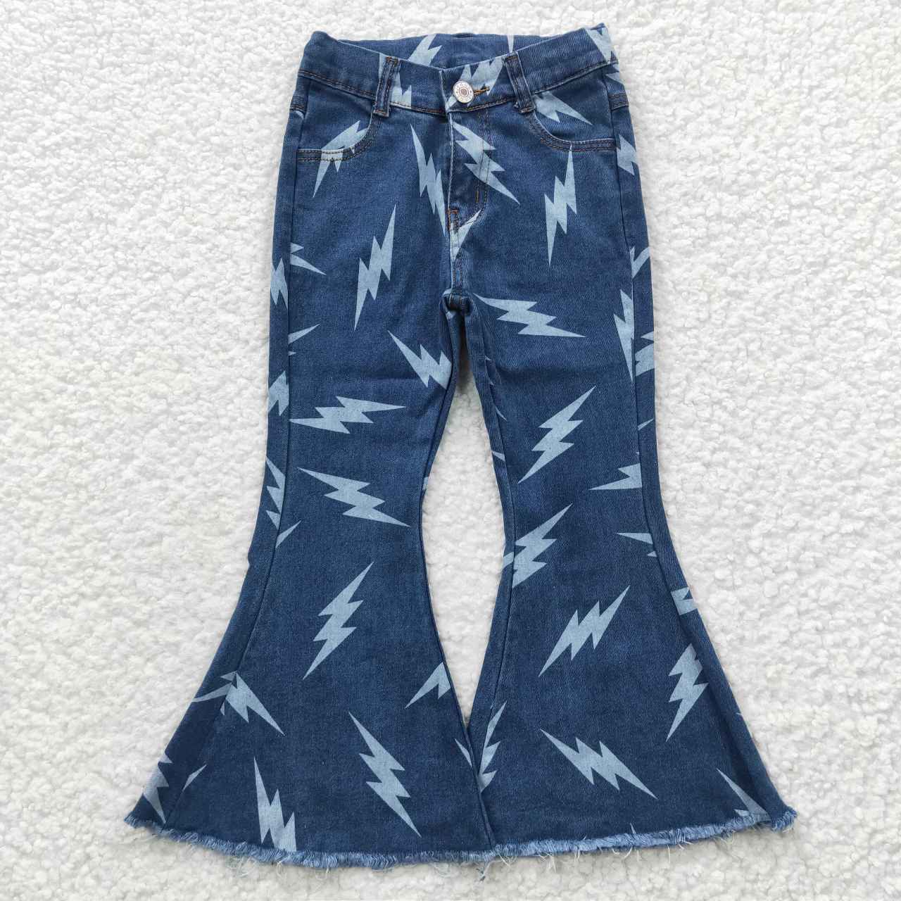 P0128 blue star bell bottom bleaching girl denim  jeans 20230429 RTS