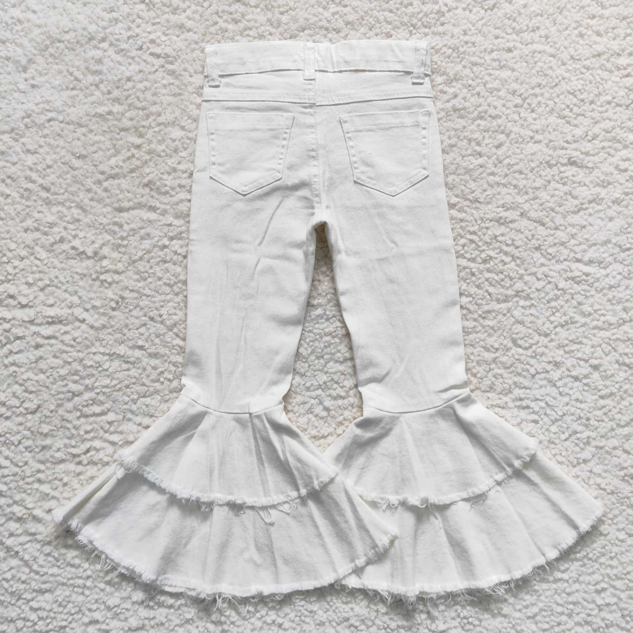 P0129 white star bell bottom bleaching girl denim  jeans 20230925 RTS