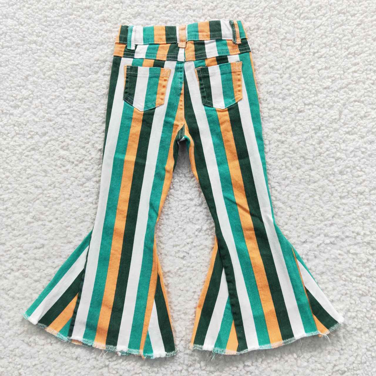 P0131 stripe green yellow kids denim jeans pants RTS 20230508