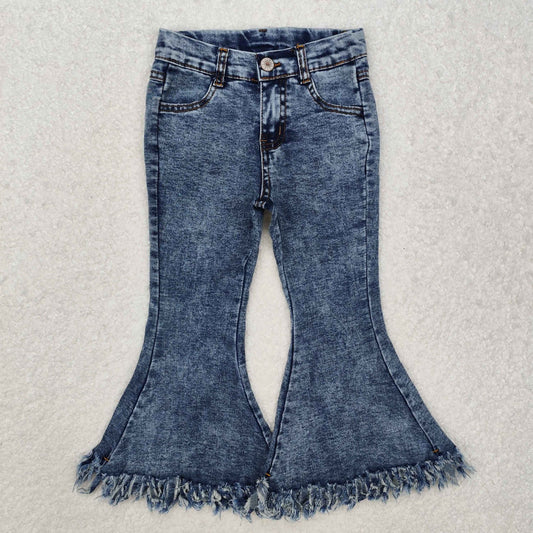 P0132 blue star bell bottom bleaching girl denim jeans RTS Free shipping order $100+