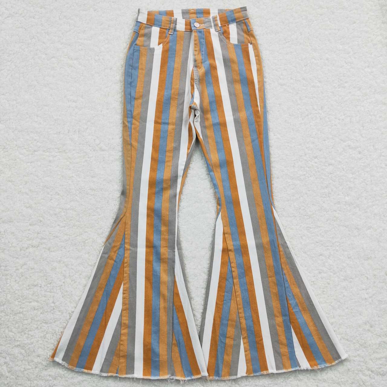 P0153 Adult mama clothes stripe brown blue denim jeans 20230701 RTS