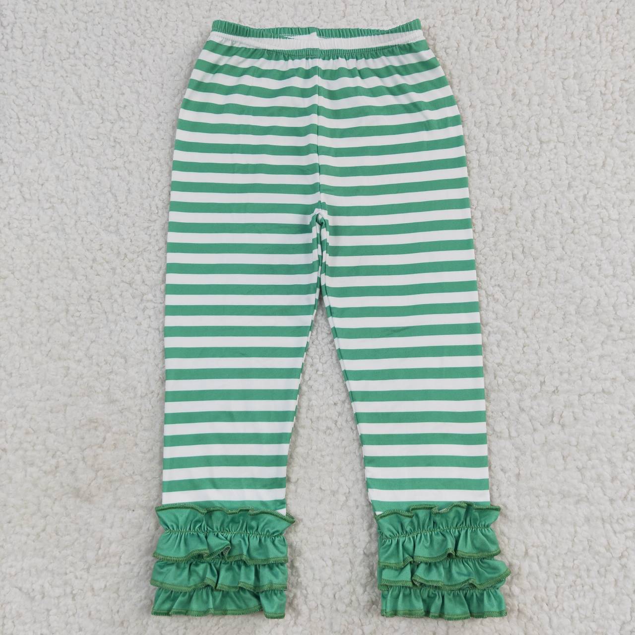 P0175 green ruffle stripe legging pant 20230727 RTS