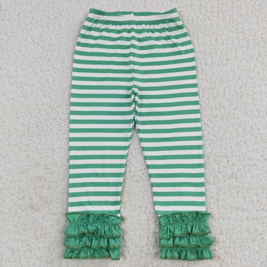 P0175 green ruffle stripe legging pant 20230727 RTS