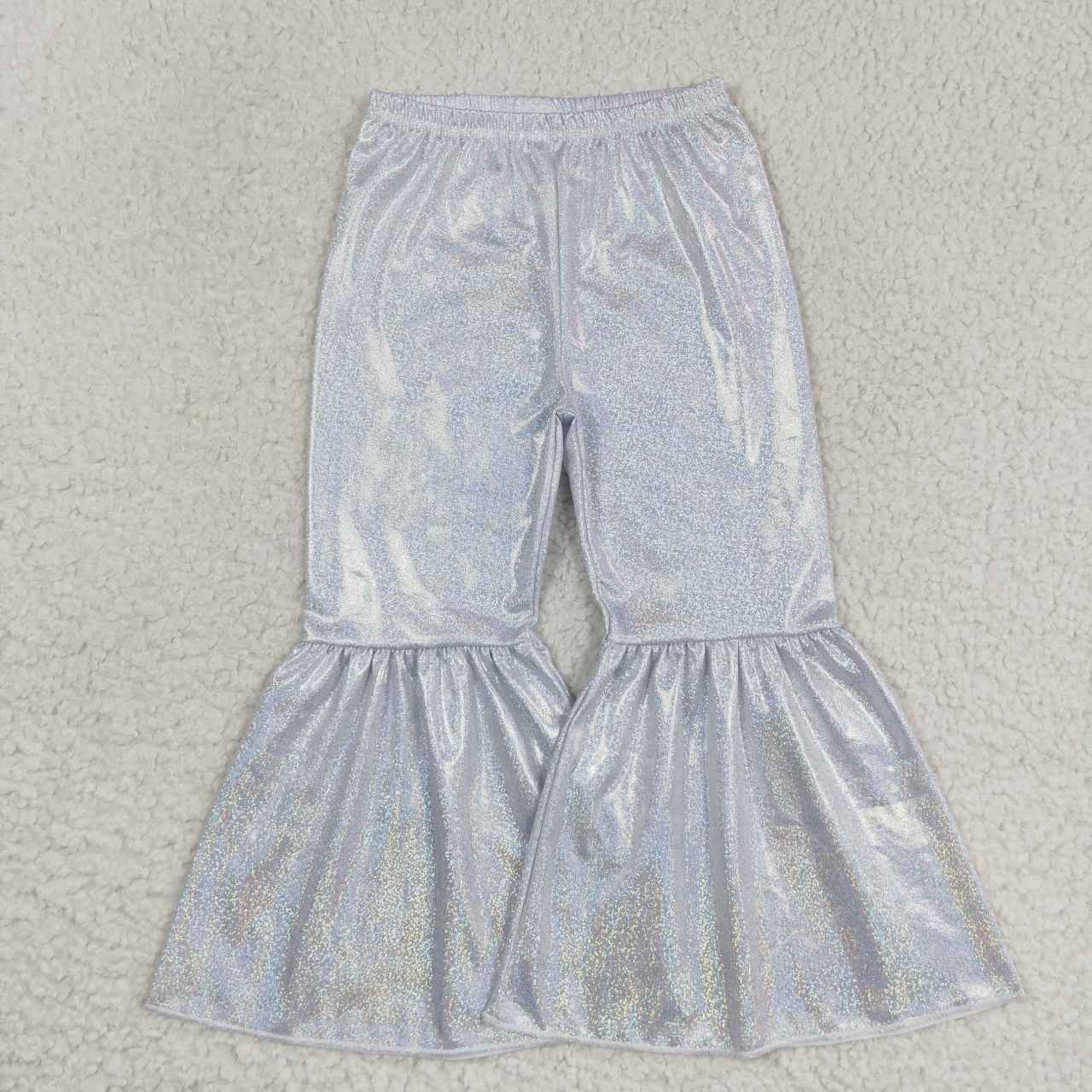 P0177 satin fabric gilding girl white solid bell bottom long girl pants 20230925 RTS