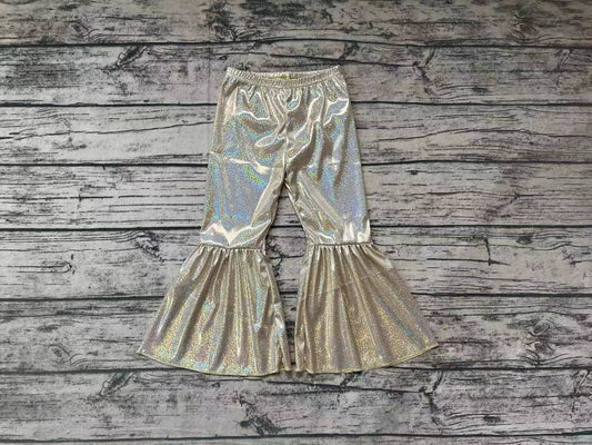 P0184 satin fabric gilding girl light golden bell bottom long girl pants 20230609 preorder