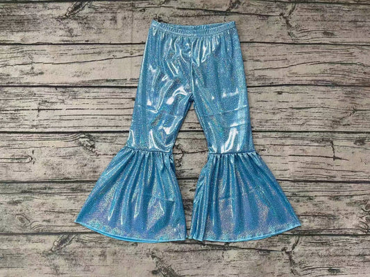 P0191 satin fabric gilding girl blue bell bottom long girl pants 20230609 preorder